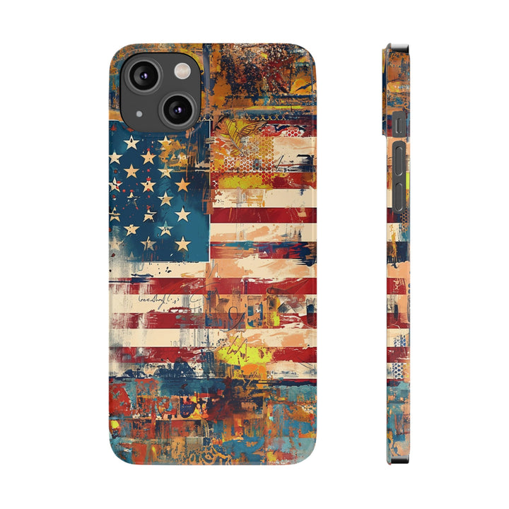 Slim Cute Phone Cases for Iphone | iPhone 15 Case | iPhone 15 Pro Max Case, Iphone 14, Iphone 14 Pro Max, Iphone 13, US Flag Abstract - Studio40ParkLane