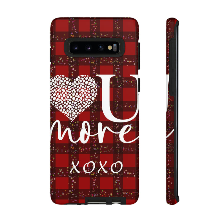 Cute Samsung Phone Cases, Designer Samsung Galaxy S23 Phone Case, Samsung S22 Case, Samsung S21 Case, Samsung S20 Case, Red Plaid Love You - Studio40ParkLane