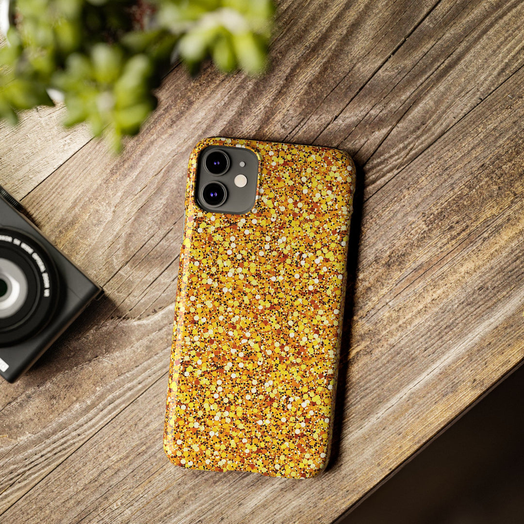 Slim Muted Gold Play on Faux Glitter Effect Cute Phone Cases for Iphone 16 Pro Max | iPhone 15 Case | iPhone 15 Pro Max Case, Iphone 14, Iphone 14 Pro Max, Iphone 13 12 11 8 7 - Studio40ParkLane