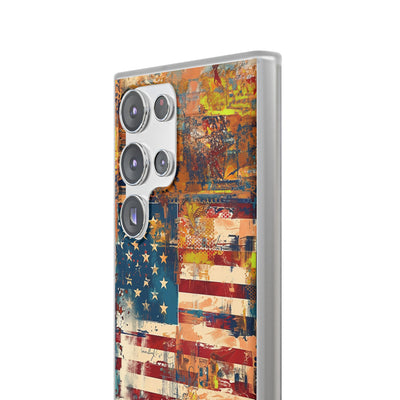 Cute Flexi Phone Cases, US Flag Abstract, Compatible with Samsung Galaxy S23, Samsung S22, Samsung S21, Samsung S20, Galaxy S20 Ultra