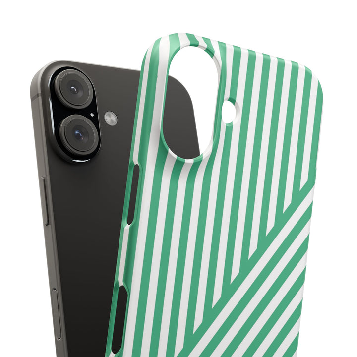 Aesthetic Emerald Stripes Cute Phone Case Sleek Snap - For iPhone 17 Pro Max iPhone 16 Pro iPhone 15 Iphone 14 Plus 13 Pro 12 11 10 Gift