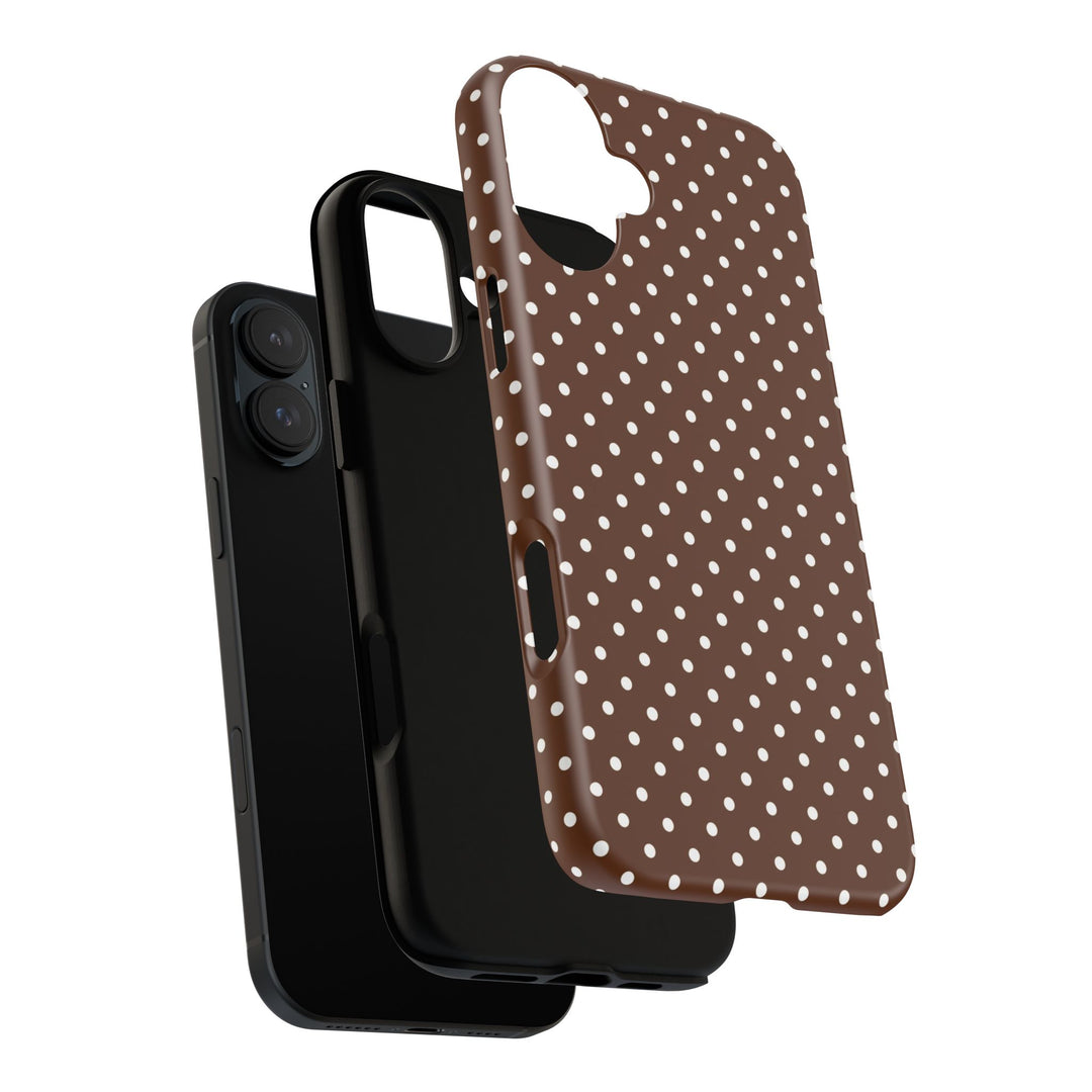 Aesthetic Tough Mocha Brown Polka Dots Premium Phone Case - For iPhone 17 Pro Max iPhone 16 Pro iPhone 15 Iphone 14 Plus 13 Pro 12 11 10 - Studio40ParkLane