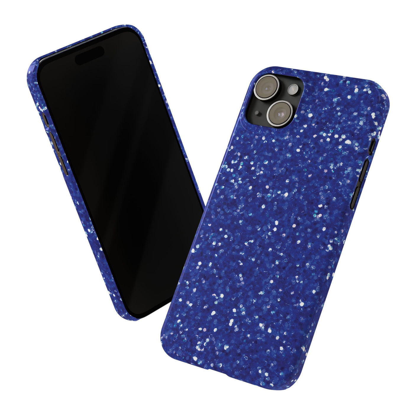 Slim Blue Muted Faux Play on Glitter Effect Cute Phone Cases for Iphone 16 Pro Max | iPhone 15 Case | iPhone 15 Pro Max Case, Iphone 14, Iphone 14 Pro Max, Iphone 13 12 11 8 7