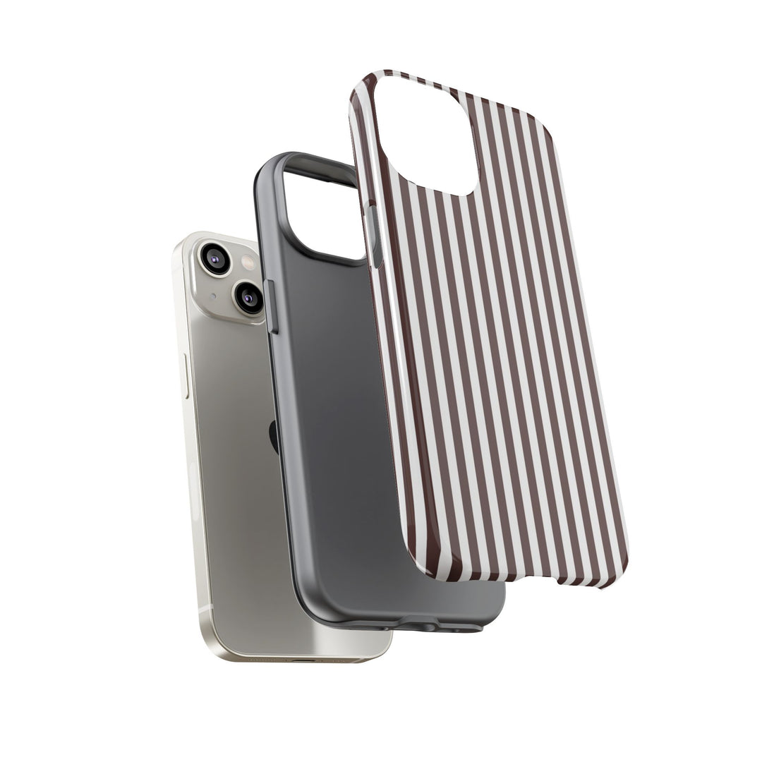 Tough Premium Brown Stripes Phone Case Gift for Her - For Apple iPhone 16 Pro Max 16e iPhone 15 Pro iPhone Iphone 14 Plus 13 Pro 12 SE XR - Studio40ParkLane