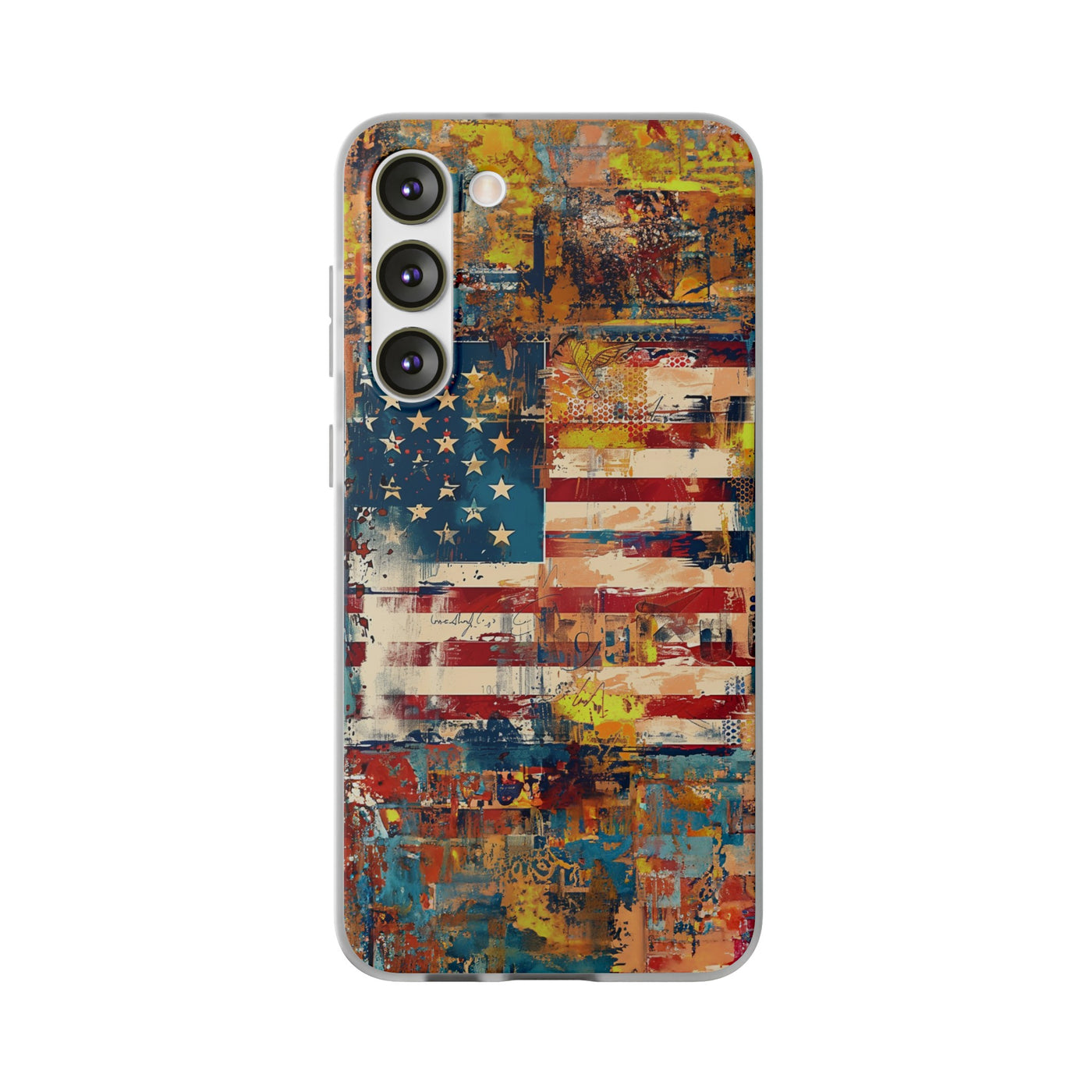 Cute Flexi Phone Cases, US Flag Abstract, Compatible with Samsung Galaxy S23, Samsung S22, Samsung S21, Samsung S20, Galaxy S20 Ultra