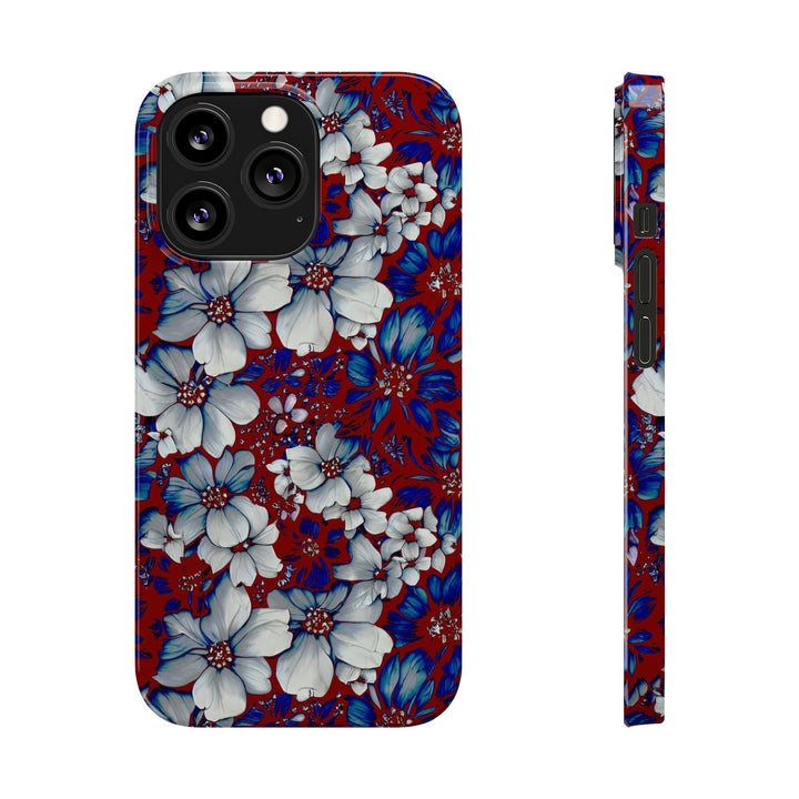 Slim Cute Phone Cases for Iphone - | iPhone 15 Case | iPhone 15 Pro Max Case, Iphone 14 Case, Iphone 14 Pro Max, Iphone 13, Red Blue Flowers - Studio40ParkLane