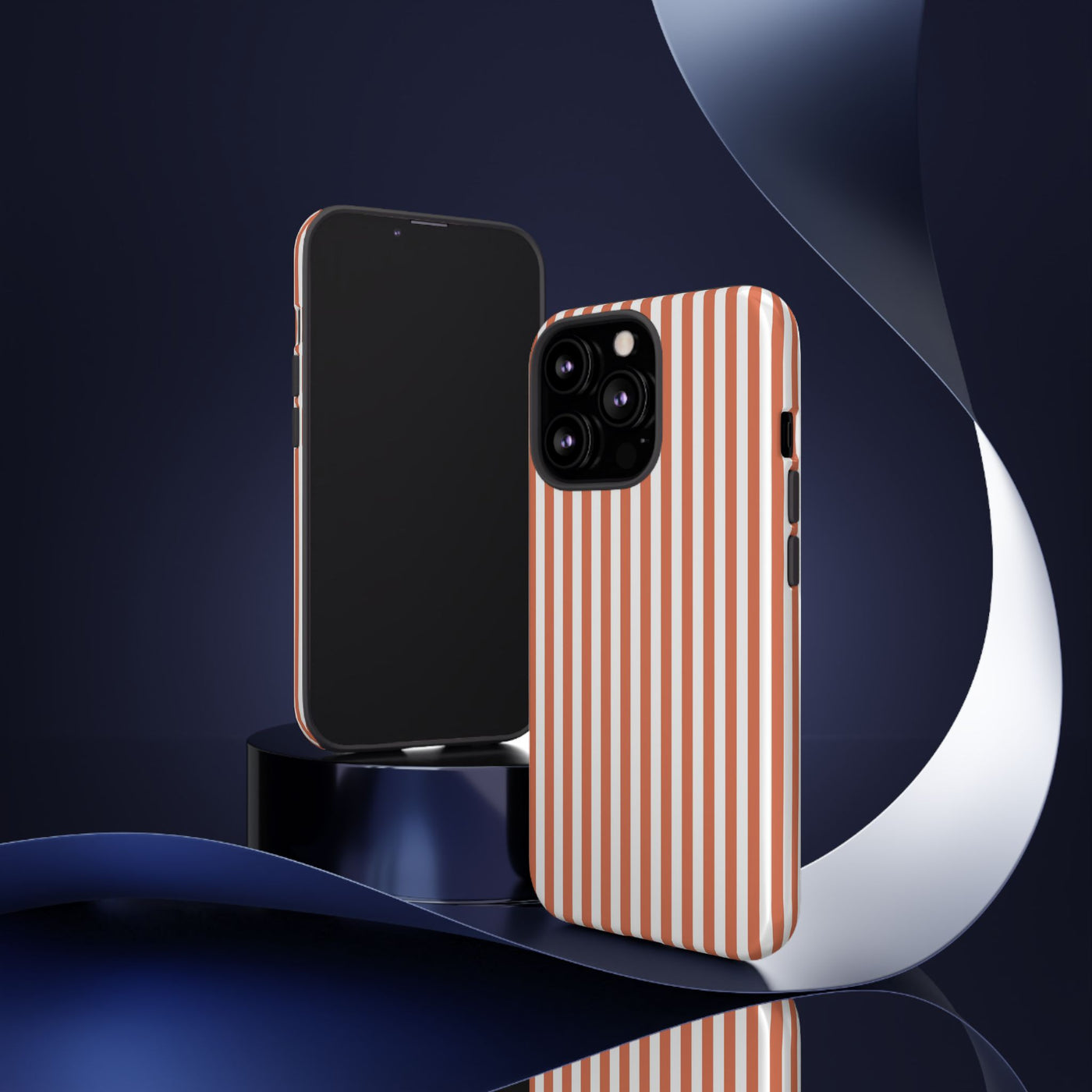 Tough Premium Peach Stripes Phone Case Gift for Her - For Apple iPhone 16 Pro Max 16e iPhone 15 Pro iPhone Iphone 14 Plus 13 Pro 12 SE XR - Studio40ParkLane