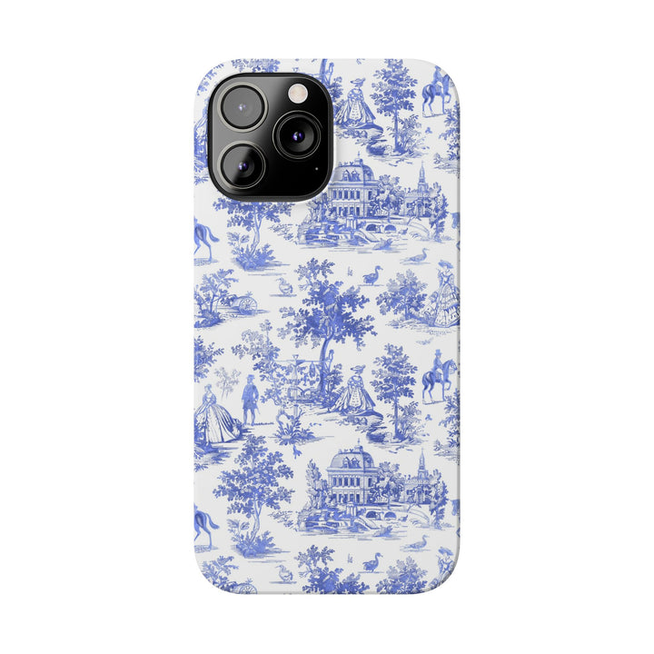 Slim Blue Vintage French Toile Cute Phone Cases for Iphone 16 Pro Max | iPhone 15 Case | iPhone 15 Pro Max Case, Iphone 14, Iphone 14 Pro Max, Iphone 13 12 11 8 7 - Studio40ParkLane