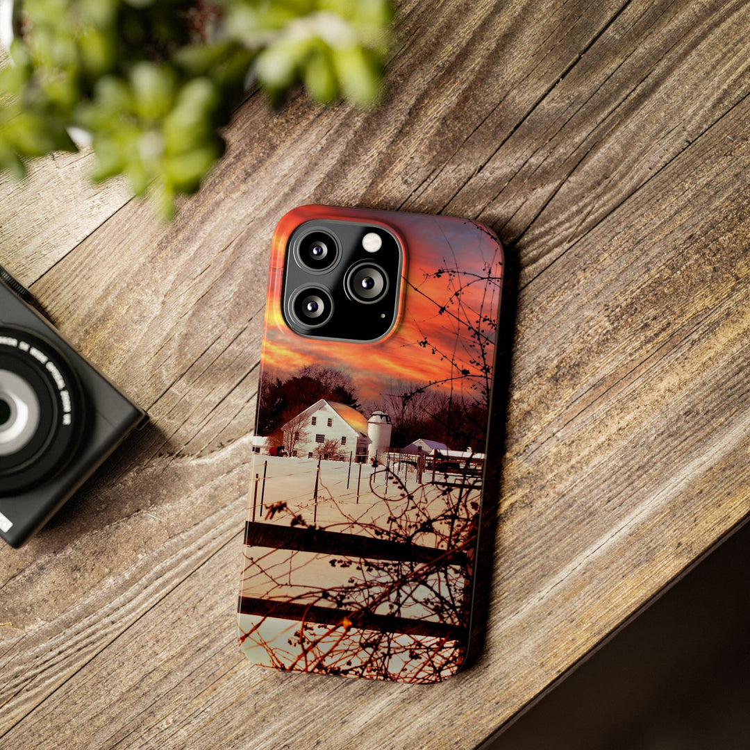 Slim Cute Phone Cases for Iphone - | iPhone 15 Case | iPhone 15 Pro Max Case, Iphone 14 Case, Iphone 14 Pro Max, Iphone 13, New England Winter Sunset - Studio40ParkLane