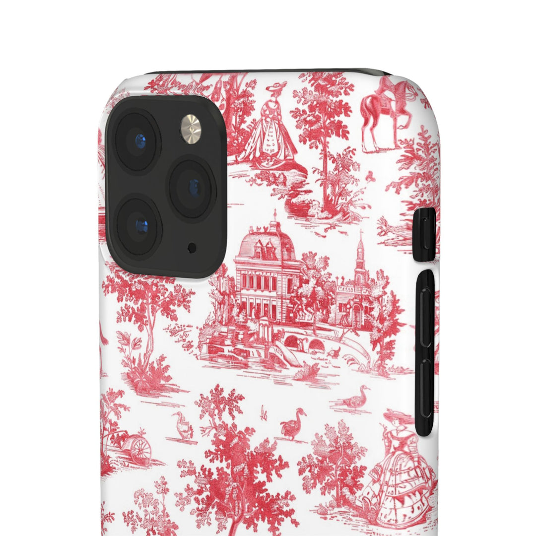 Snap French Toile Personalized Initial Custom Gift for Her Cute Phone Cases for Samsung S24, S23, S22, S21, S20, Plus and Ultra and Iphone, 16, 15, 14, 13, 12, 11. 10 - Studio40ParkLane