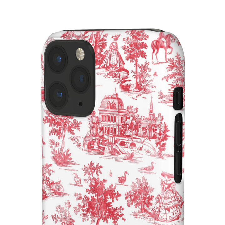 Snap French Toile Personalized Initial Custom Gift for Her Cute Phone Cases for Samsung S24, S23, S22, S21, S20, Plus and Ultra and Iphone, 16, 15, 14, 13, 12, 11. 10 - Studio40ParkLane