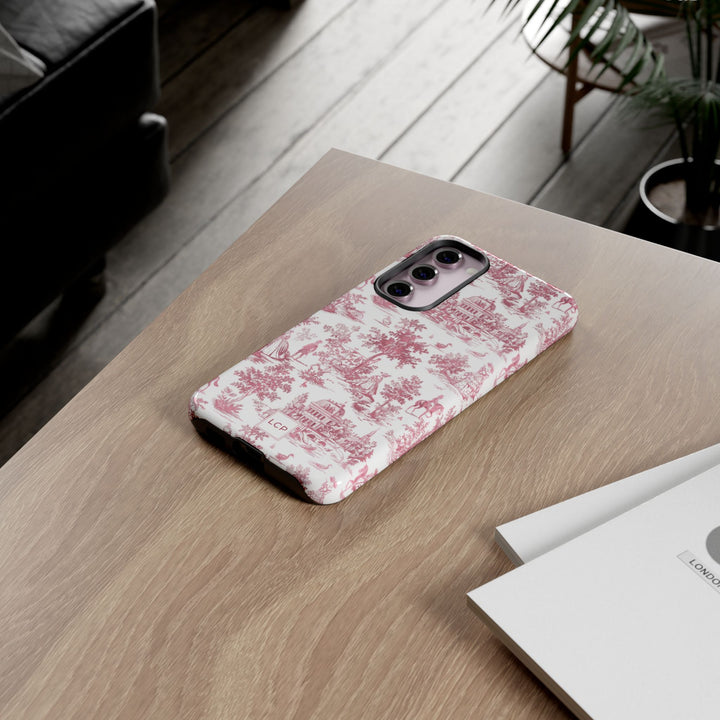 Personalized Custom French Toile Tough Cute Phone Case For Apple iPhone 18, 17, 16, 15 14, Pro Max, Samsung Galaxy S26, S25, S24 Plus Ultra