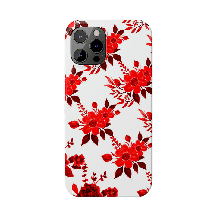 Slim Cute Phone Cases for Iphones - | iPhone 15 Case | iPhone 15 Pro Max Case, Iphone 14 Case, Iphone 14 Pro Max, Iphone 13, Red White Flowers - Studio40ParkLane