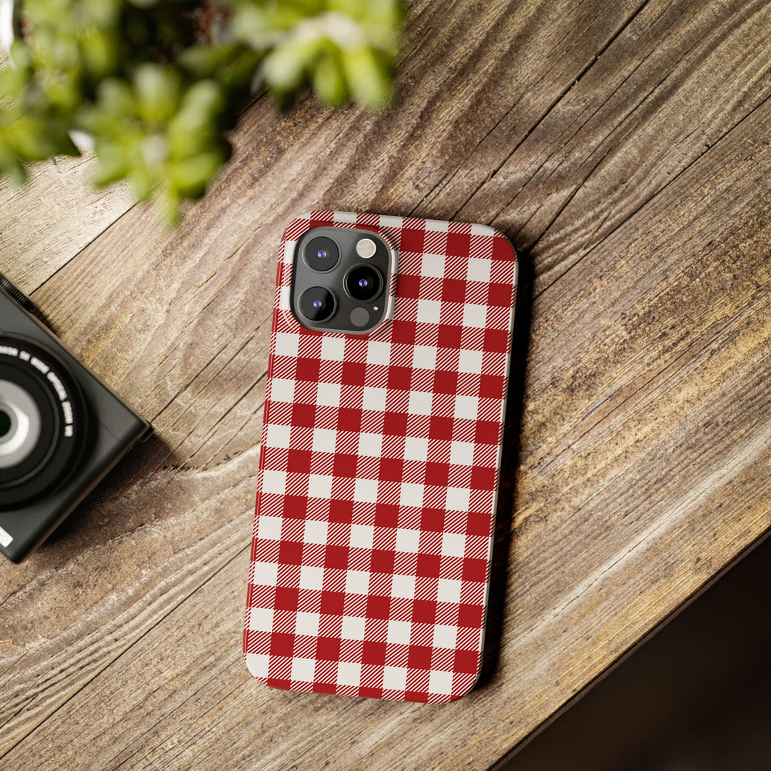 Slim Red Gingham Gift for Her Cute Phone Cases for Iphone 16 Pro Max | iPhone 15 Case | iPhone 15 Pro Max Case, Iphone 14, 13, 12, 11, 10, 8, 7 - Studio40ParkLane