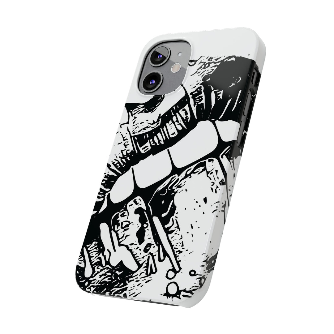Slim Cute Phone Cases for Iphone - | iPhone 15 Case | iPhone 15 Pro Max Case, Iphone 14 Case, Iphone 14 Pro Max, Iphone 13, Smile Lips Black and White - Studio40ParkLane