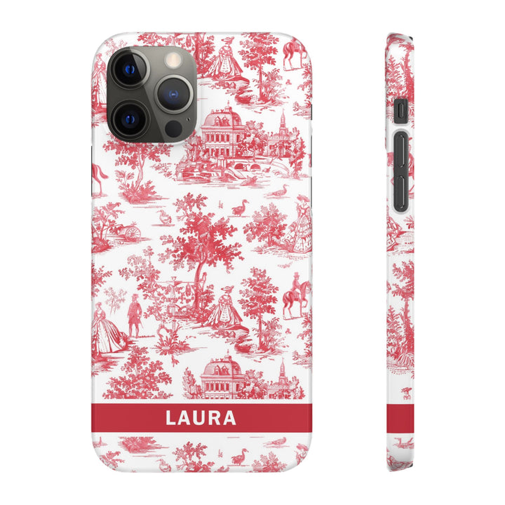 Snap French Toile Personalized Initial Custom Gift for Her Cute Phone Cases for Samsung S24, S23, S22, S21, S20, Plus and Ultra and Iphone, 16, 15, 14, 13, 12, 11. 10 - Studio40ParkLane