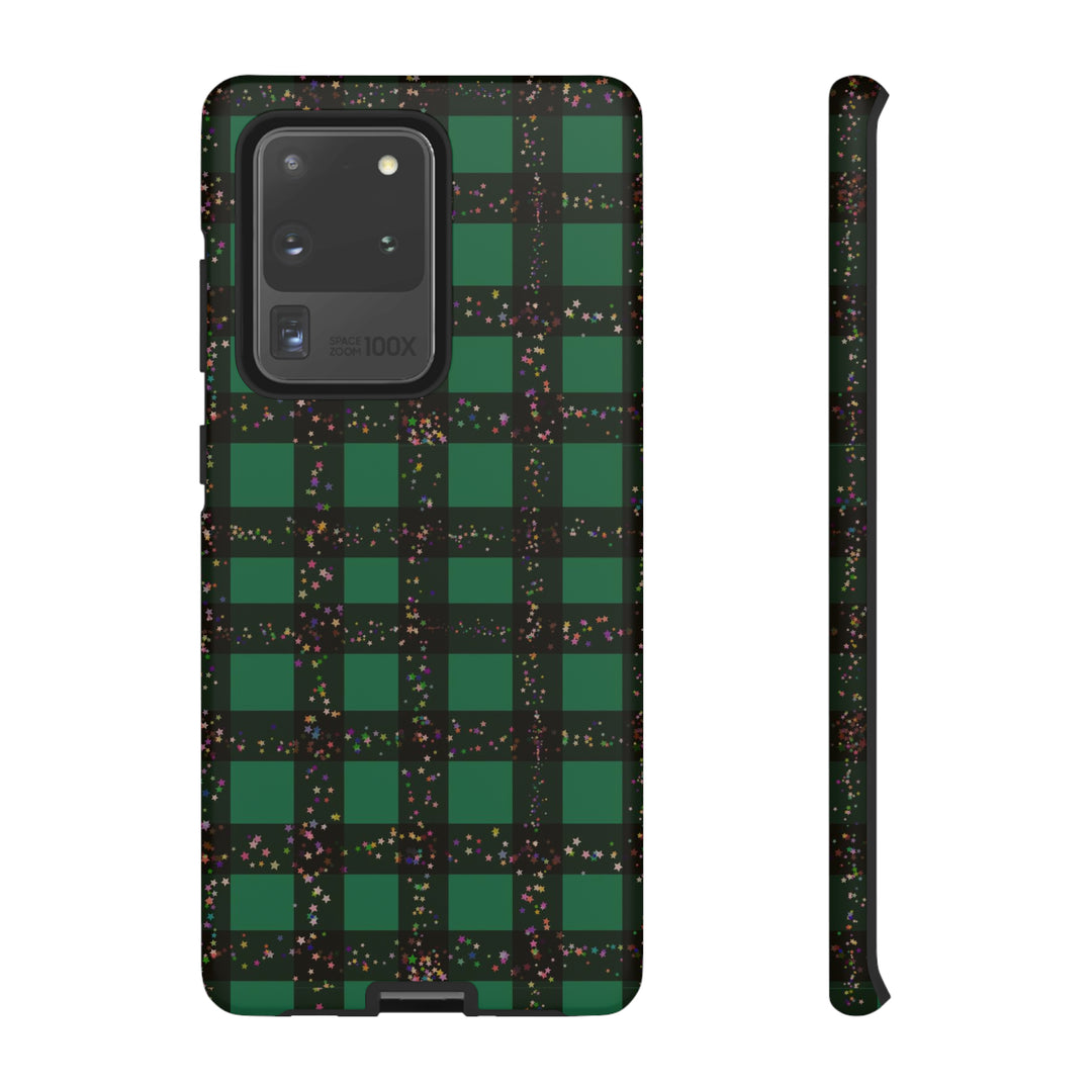 Cute Samsung Phone Cases, Designer Samsung Galaxy S23 Phone Case, Samsung S22 Case, Samsung S21 Case, Samsung S20 Case, Green Festive Plaid - Studio40ParkLane