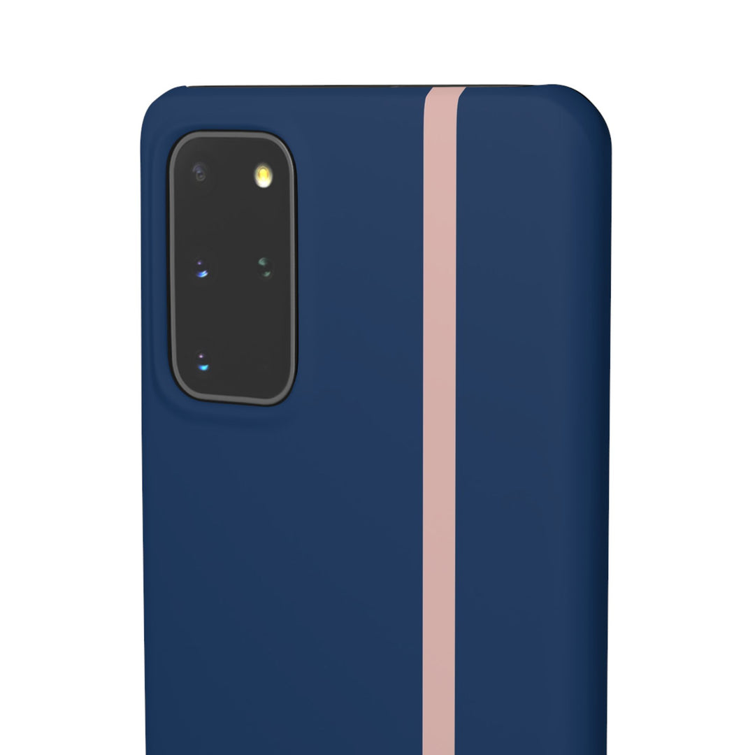 Sleek Navy Blue Pink Stripe Snap Phone Case for iPhone 18 17 16 15 14 13 Pro Max, Samsung Galaxy S26 S25 Ultra Lightweight Cute Phone Case - Studio40ParkLane