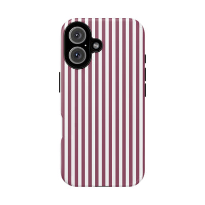 Tough Premium Old Claret Stripes Phone Case Gift for Her - For Apple iPhone 16 Pro Max 16e iPhone 15 Pro iPhone Iphone 14 Plus 13 Pro 12 SE XR - Studio40ParkLane