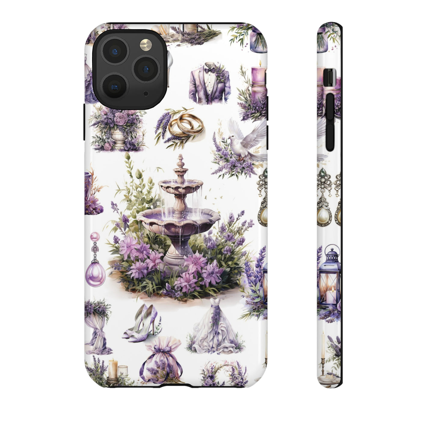 Impact Resistant, Lavender Wedding, Cute Phone Cases for Samsung S24, S23, S22, S21, IPhone 15 pro Iphone 14 pro Iphone 13 IPhone 12 Iphone 11