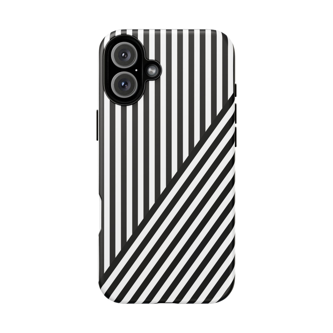 Aesthetic Tough Black White Stripes Phone Case - For iPhone 17 Pro Max iPhone 16 Pro iPhone 15 Iphone 14 Plus 13 Pro 12 11 10 XR - Studio40ParkLane