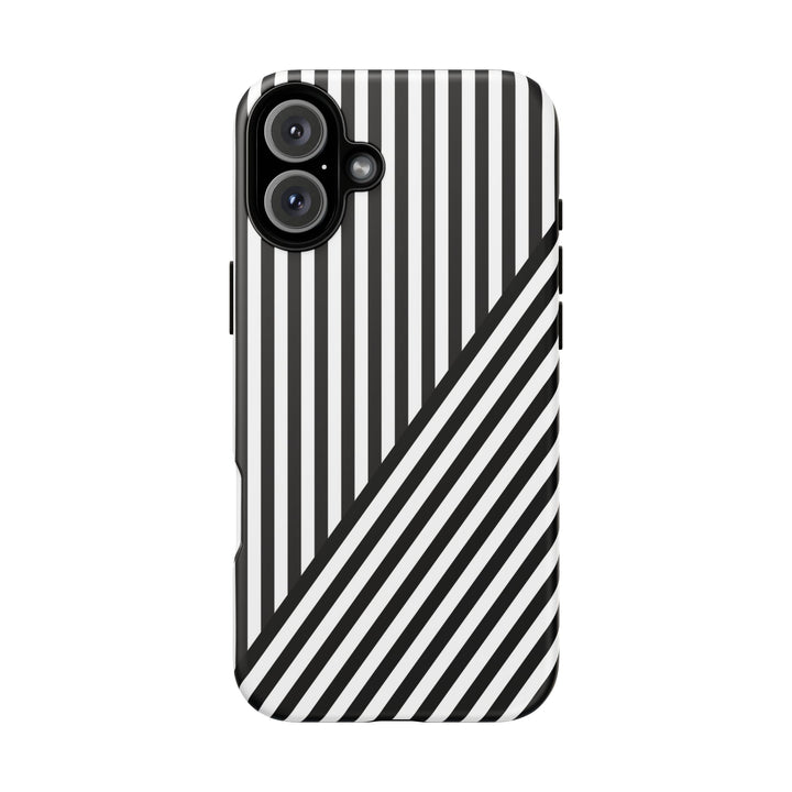 Aesthetic Tough Black White Stripes Phone Case - For iPhone 17 Pro Max iPhone 16 Pro iPhone 15 Iphone 14 Plus 13 Pro 12 11 10 XR - Studio40ParkLane