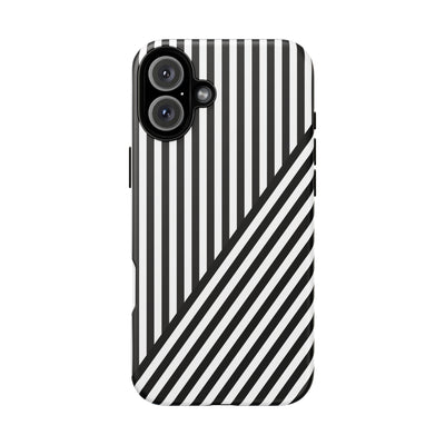 Aesthetic Tough Black White Stripes Phone Case - For iPhone 17 Pro Max iPhone 16 Pro iPhone 15 Iphone 14 Plus 13 Pro 12 11 10 XR - Studio40ParkLane