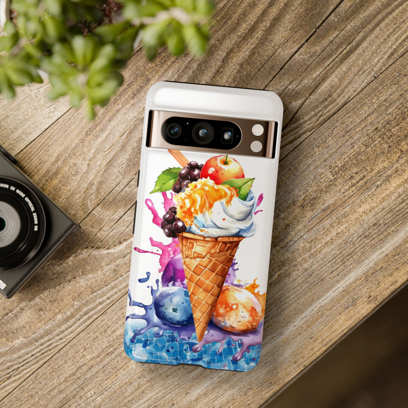 Impact Resistant, Summer Ice Cream Cone, Cute Phone Cases for Samsung S24, S23, S22, S21, IPhone 15 pro Iphone 14 pro Iphone 13 IPhone 12 Iphone 11