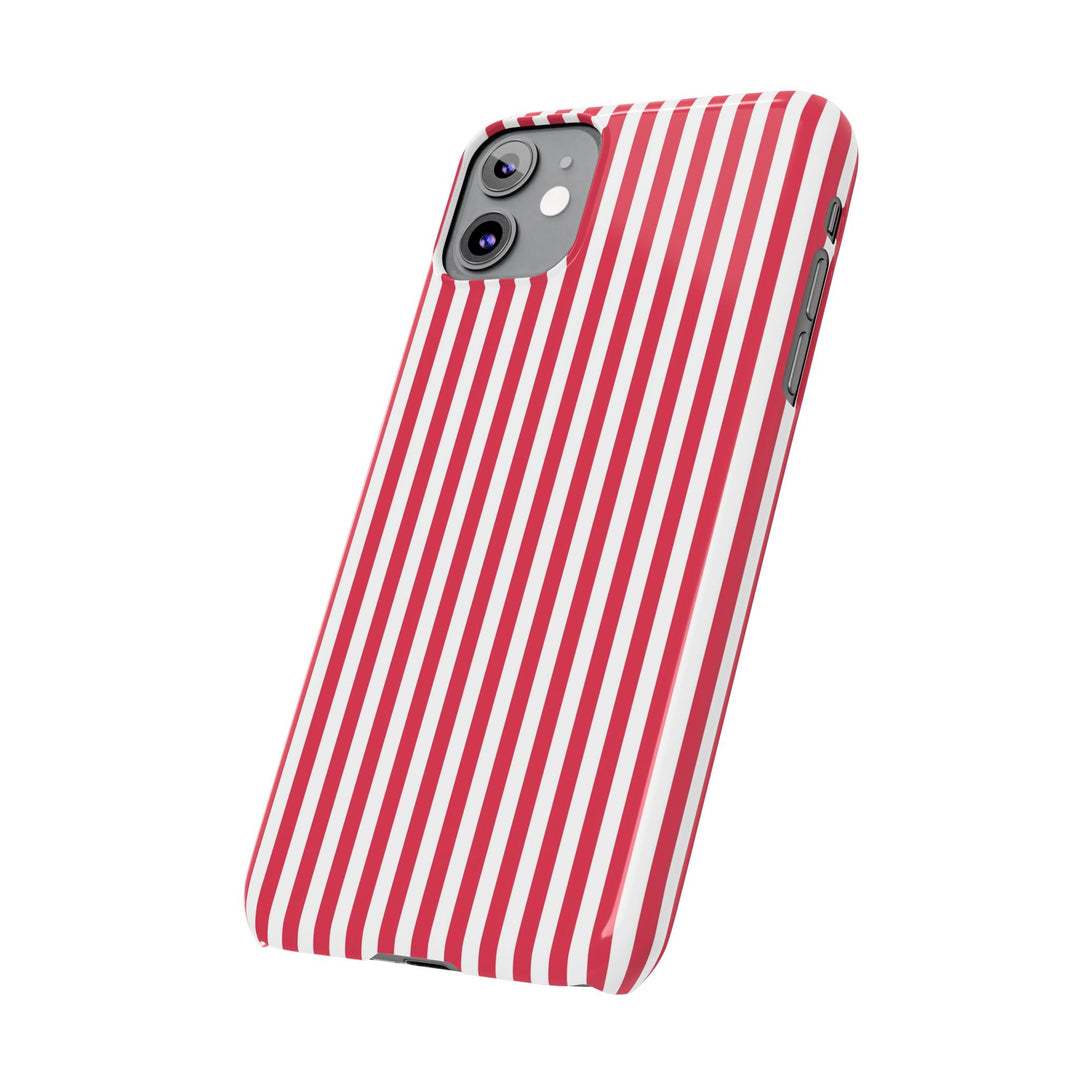 Slim Red Winterberry Striped Cute Phone Case for Iphone 16 - | iPhone 15 Pro Max Case | iPhone 14 Case 13 12 11 10 9 8 7 X XS Gift for Her