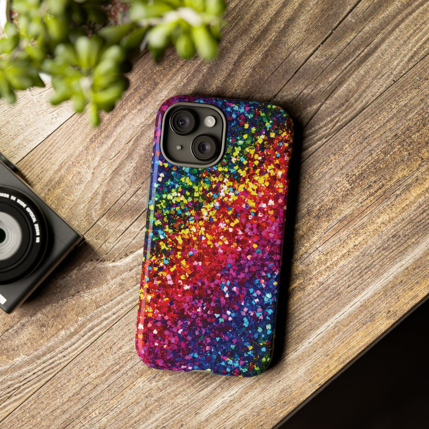 Faux Chic Play on Glitter Effect Cute Phone Case, for IPhone 16 pro Max | Iphone 15, Iphone 14, IPhone 13 Case, 11 8 7, Samsung Galaxy S24, S23, S22, S21, 2 Layer Protection