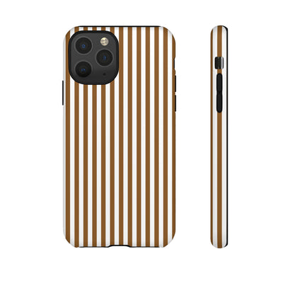 Tough Premium Mocca Brown Stripes Phone Case Gift for Her - For Apple iPhone 16 Pro Max 16e iPhone 15 Pro iPhone Iphone 14 Plus 13 Pro 12 SE XR - Studio40ParkLane