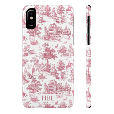 Slim Personalized Slim Pink Vintage French Toile Cute Phone Cases for Iphone 16 Pro Max | iPhone 15 Case | iPhone 15 Pro Max Case, Iphone 14, Iphone 14 Pro Max, Iphone 13 12 11 8 7