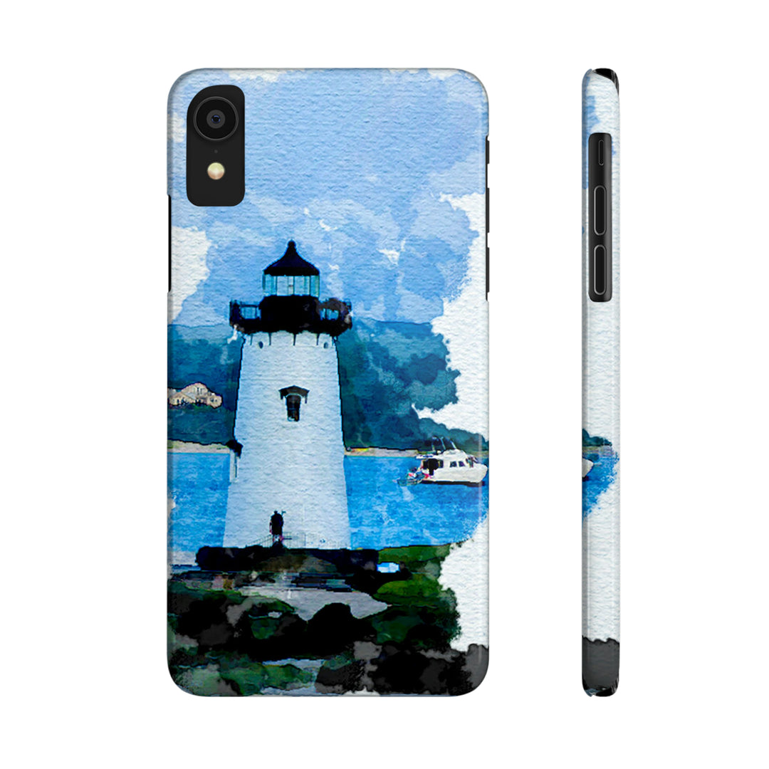 Slim Cute Phone Cases for Iphone - | iPhone 15 Case | iPhone 15 Pro Max Case, Iphone 14 Case, Iphone 14 Pro Max, Iphone 13, Beach Lighthouse Blue - Studio40ParkLane