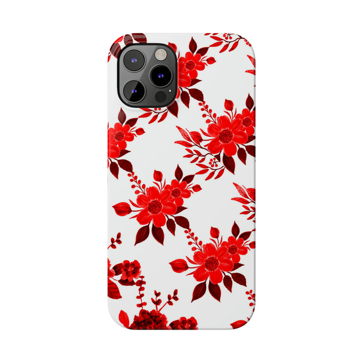 Slim Cute Phone Cases for Iphones - | iPhone 15 Case | iPhone 15 Pro Max Case, Iphone 14 Case, Iphone 14 Pro Max, Iphone 13, Red White Flowers - Studio40ParkLane