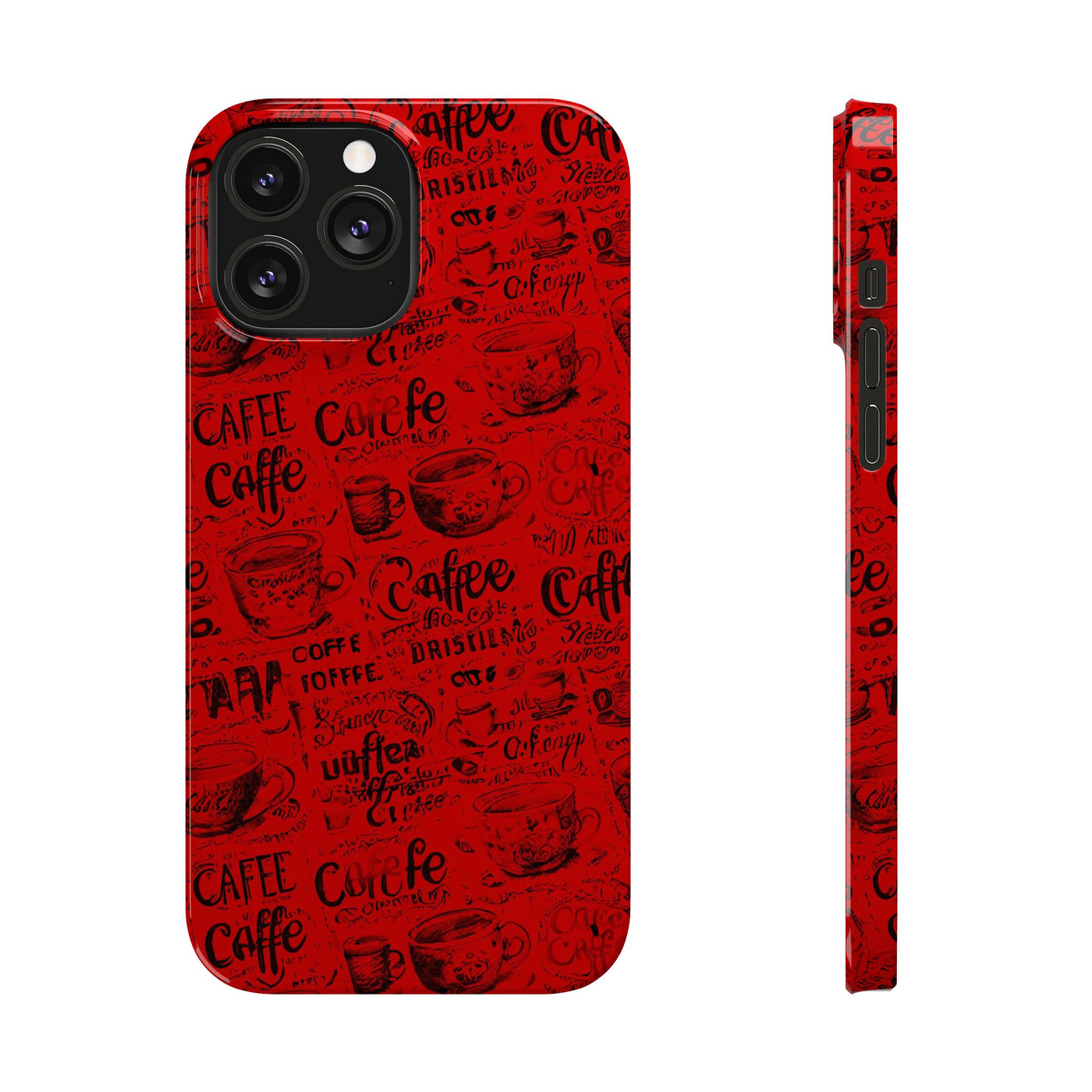 Slim Cute iPhone Cases - | iPhone 15 Case | iPhone 15 Pro Max Case, Iphone 14 Case, Iphone 14 Pro Max, Iphone 13, Red Black Coffee