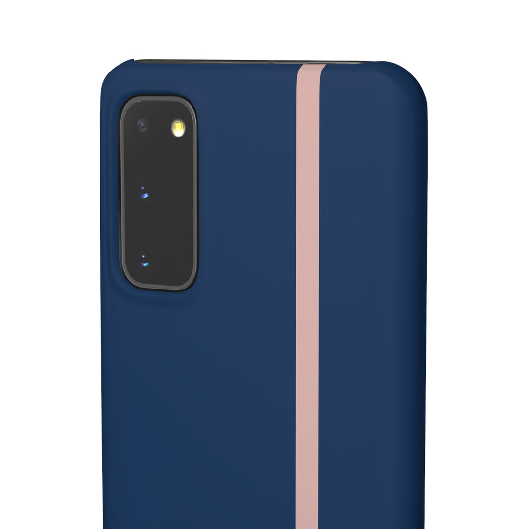 Sleek Navy Blue Pink Stripe Snap Phone Case for iPhone 18 17 16 15 14 13 Pro Max, Samsung Galaxy S26 S25 Ultra Lightweight Cute Phone Case - Studio40ParkLane