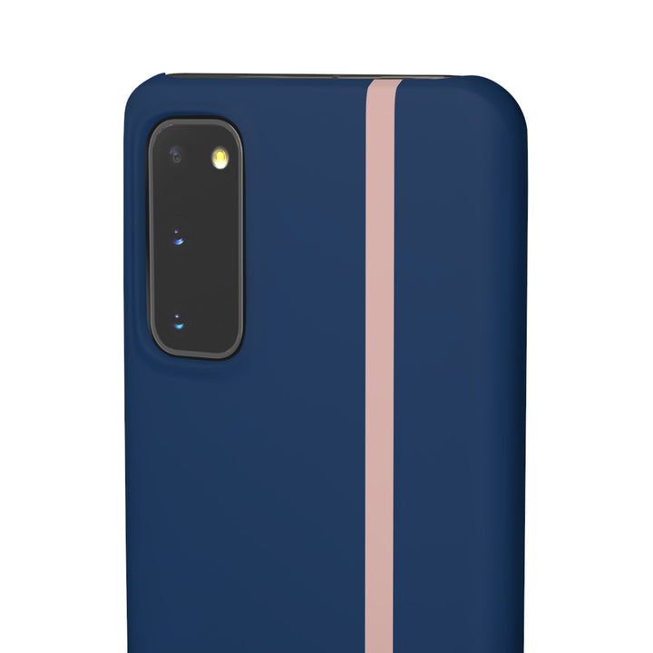 Sleek Navy Blue Pink Stripe Snap Phone Case for iPhone 18 17 16 15 14 13 Pro Max, Samsung Galaxy S26 S25 Ultra Lightweight Cute Phone Case - Studio40ParkLane