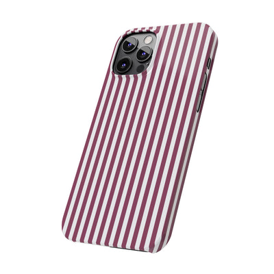 Slim Claret Red Striped Cute Phone Case for Iphone 16 - | iPhone 15 Pro Max Case | iPhone 14 Case Iphone 13 12 11 10 9 8 7 XS X Gift for Her - Studio40ParkLane