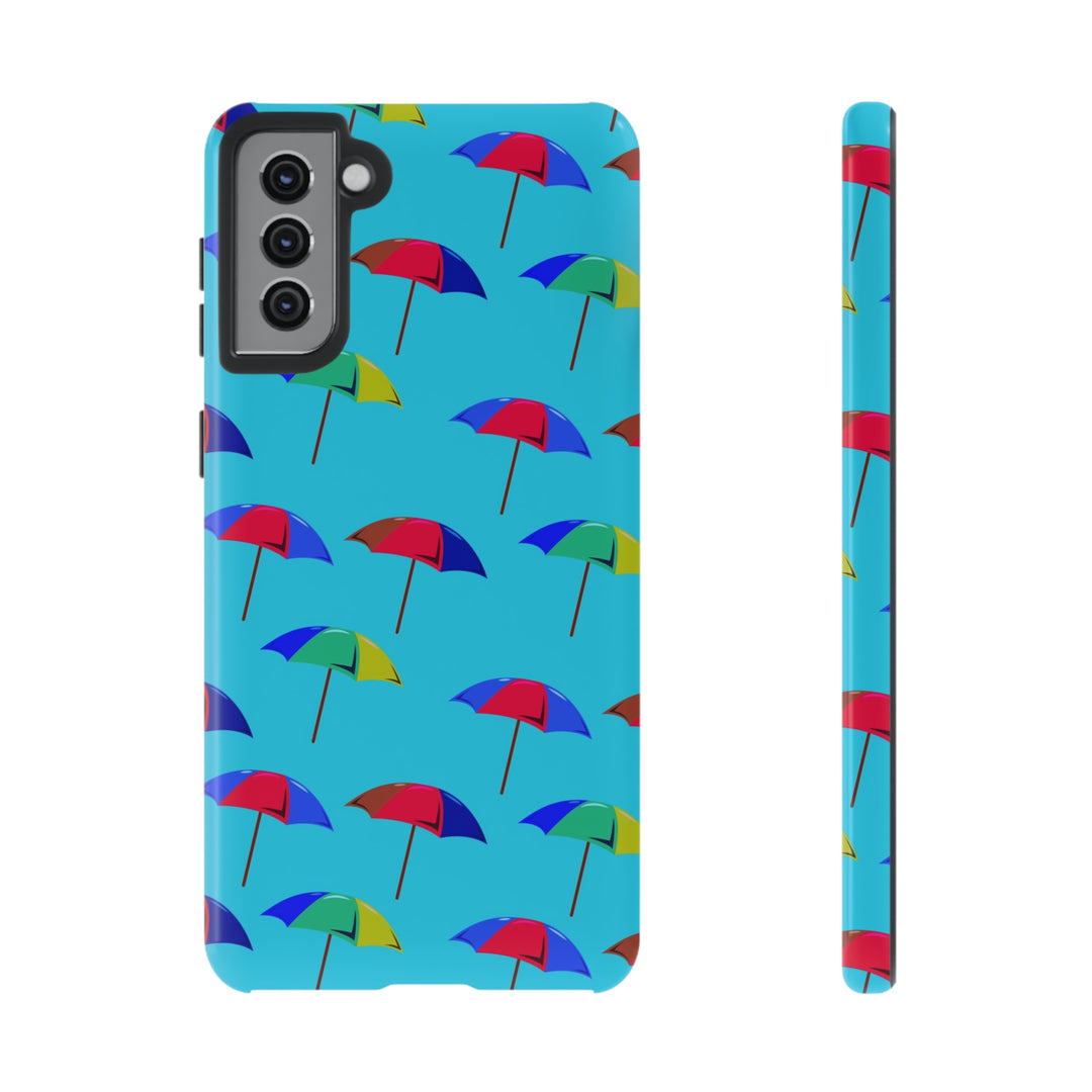 Cute Samsung Phone Case | Aesthetic Samsung Phone Case | Galaxy S23, S22, S21, S20 | Colorful Beach Parasols Blue, Protective Phone Case - Studio40ParkLane
