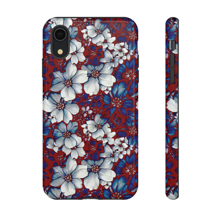 Cute IPhone Case | Red Blue Flowers, iPhone 15 Case | iPhone 15 Pro Case, Iphone 14 Case, Iphone 14 Pro Max Case, Protective Iphone Case - Studio40ParkLane