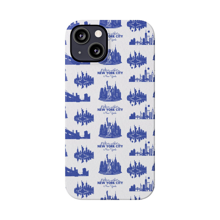 Slim New York Skyline Blue Collage Coquette Gift for Her Cute Phone Cases for Iphone 16 Pro Max | iPhone 15 Case | iPhone 15 Pro Max Case, Iphone 14, Iphone 14 Pro Max, Iphone 13 12 11 8 7 - Studio40ParkLane