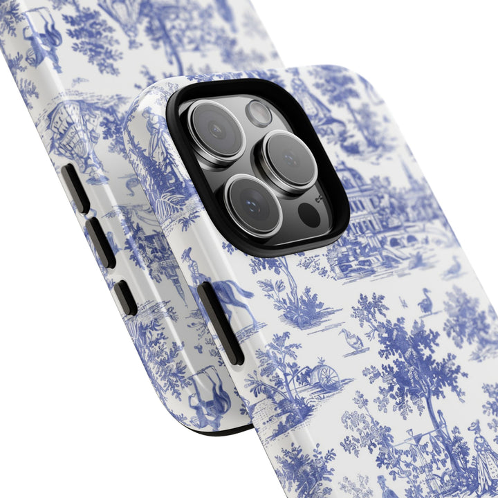 French Toile Blue Coquette Tough Phone Case - For iPhone 17 Pro Max iPhone 16 Pro Case iPhone Iphone 15 Case 14 13 12 11 Cute Phone Case - Studio40ParkLane
