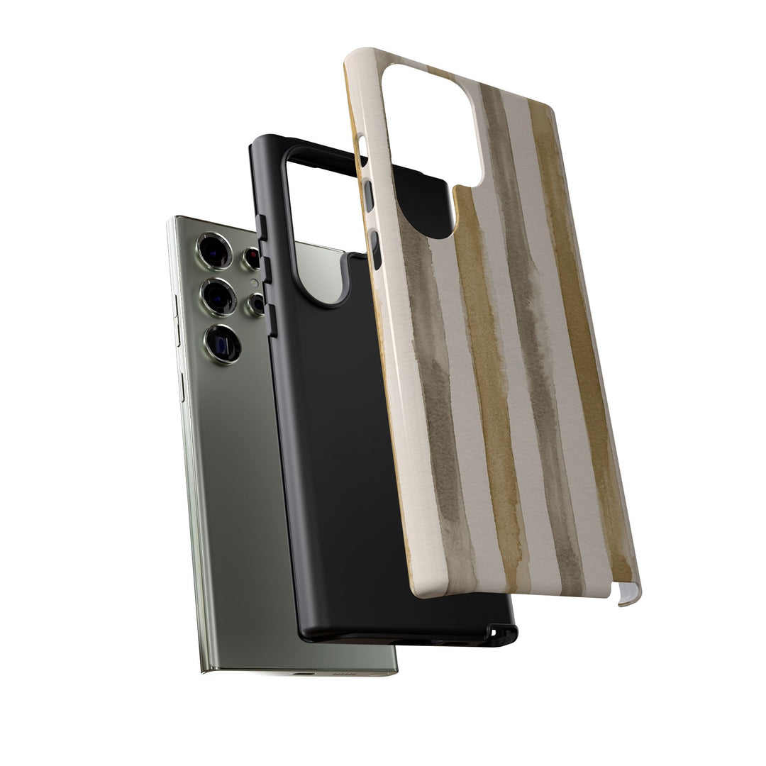 Tough Cute Brown Beige Stripes Phone Case, for IPhone 17 Pro Max | Iphone 17 Air, Iphone 16, IPhone 15, 14 13 12, Samsung Galaxy S26, S25, S24, S23 - Studio40ParkLane