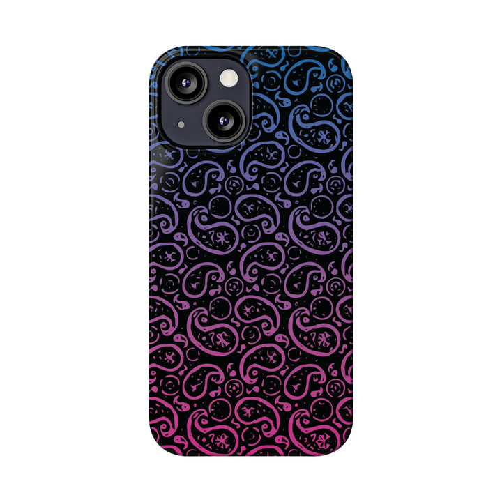 Slim Cute Phone Cases for Iphone - | iPhone 15 Case | iPhone 15 Pro Max Case, Iphone 14 Case, Iphone 14 Pro Max, Iphone 13, Paisley Blue Pink Black - Studio40ParkLane