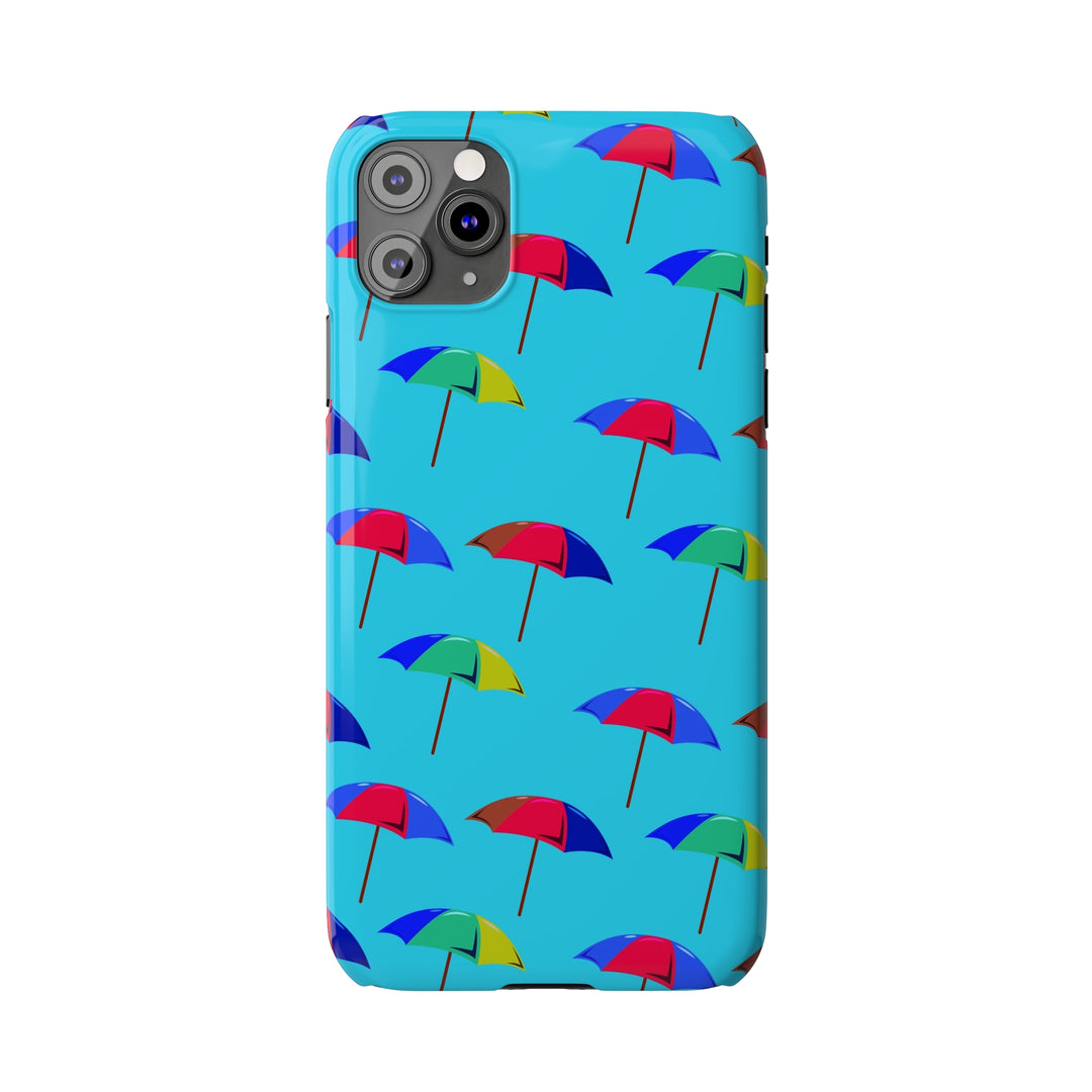 Slim Cute Phone Cases for Iphone - | iPhone 15 Case | iPhone 15 Pro Max Case, Iphone 14 Case, Iphone 14 Pro Max, Iphone 13, Colorful Beach Parasol Blue - Studio40ParkLane
