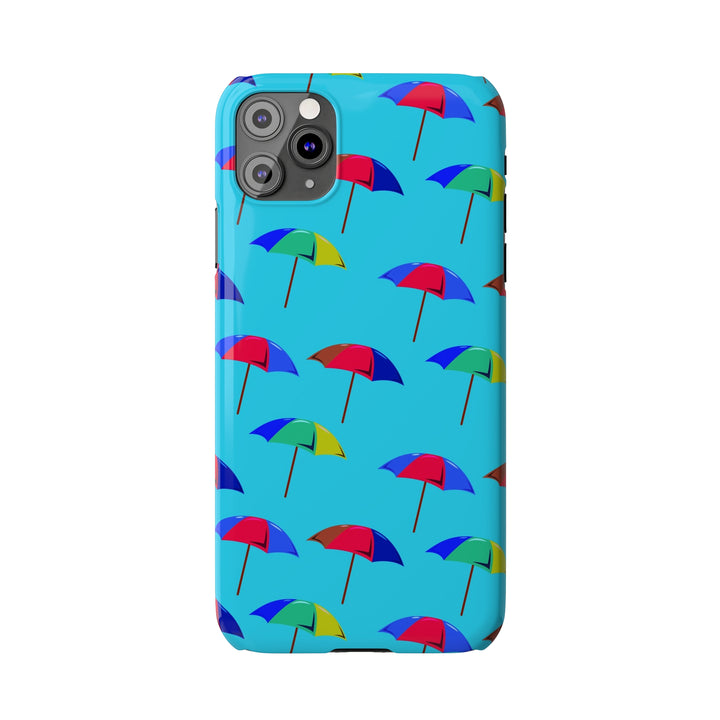 Slim Cute Phone Cases for Iphone - | iPhone 15 Case | iPhone 15 Pro Max Case, Iphone 14 Case, Iphone 14 Pro Max, Iphone 13, Colorful Beach Parasol Blue - Studio40ParkLane