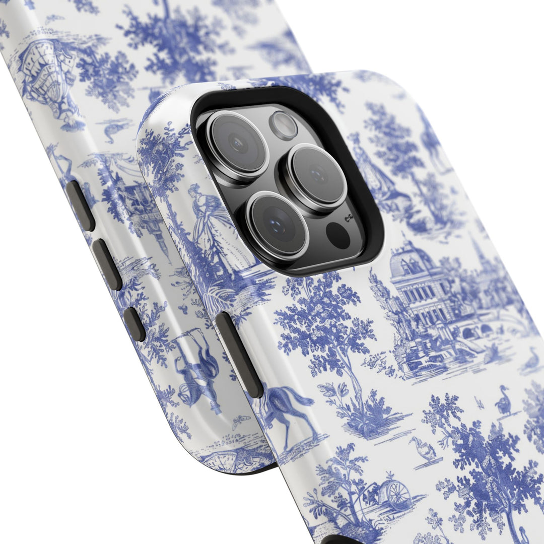 Blue Toile Magnetic Impact-Resistant Cute Phone Case for Iphone 16, iPhone 15 Pro Max Plus 14, 13, 12, 11 Gift for her - Studio40ParkLane
