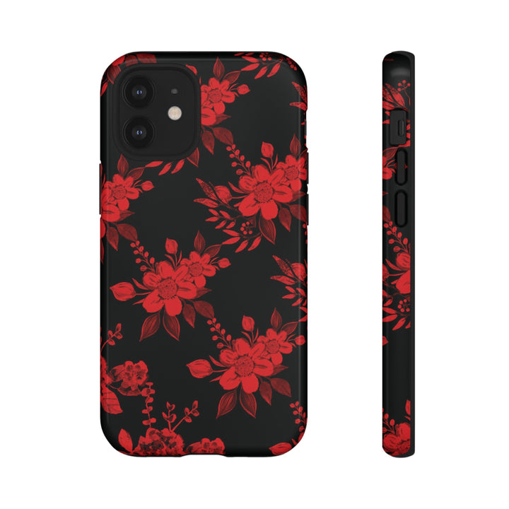 Cute IPhone Case | Red Black Flowers, iPhone 15 Case | iPhone 15 Pro Case, Iphone 14 Case, Iphone 14 Pro Max Case, Protective Iphone Case - Studio40ParkLane