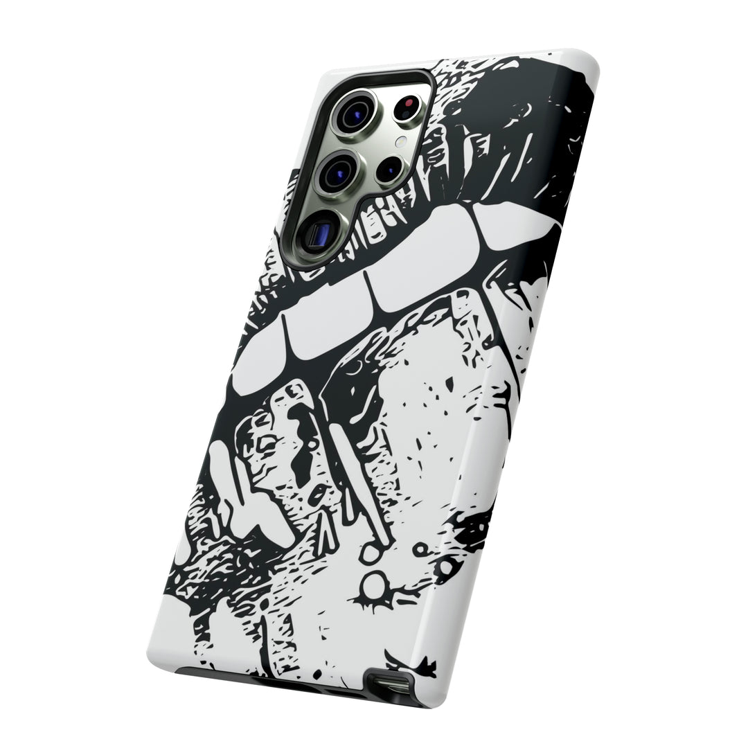 Cute Samsung Phone Case | Aesthetic Samsung Phone Case | Smile Lips Black White | Galaxy S23, S22, S21, S20 | Luxury Double Layer | Cool - Studio40ParkLane