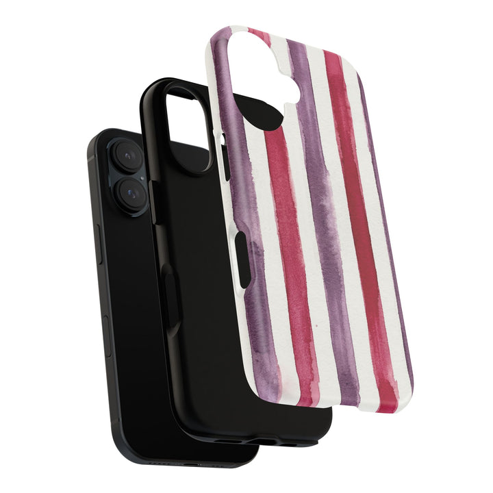 Tough Cute Wine Red Purple Stripes Phone Case, for IPhone 17 Pro Max | Iphone 17 Air, Iphone 16, IPhone 15, 14 13 12, Samsung Galaxy S26, S25, S24, S23 - Studio40ParkLane